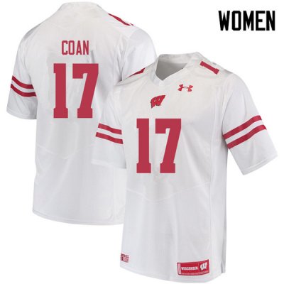 Women's Wisconsin Badgers NCAA #17 Jack Coan White Authentic Under Armour Stitched College Football Jersey UQ31U01CB